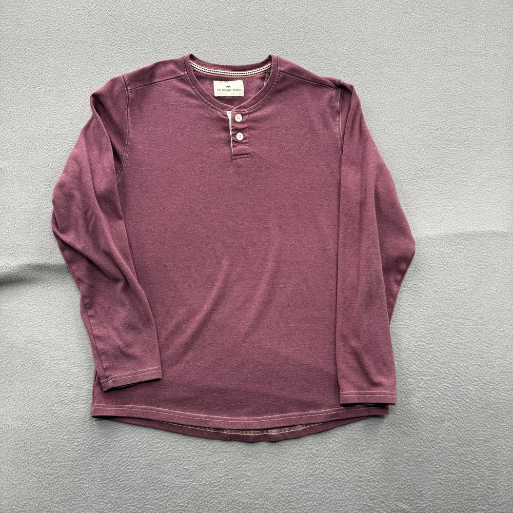 The Normal Brand Shirt Mens Large Purple Long Sleeve Henley Stretch Casual